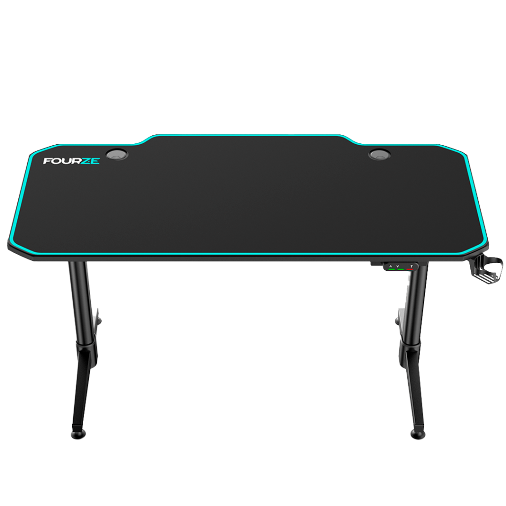 FOURZE D1400-E adjustable gaming desk product image. Seen from the front top.